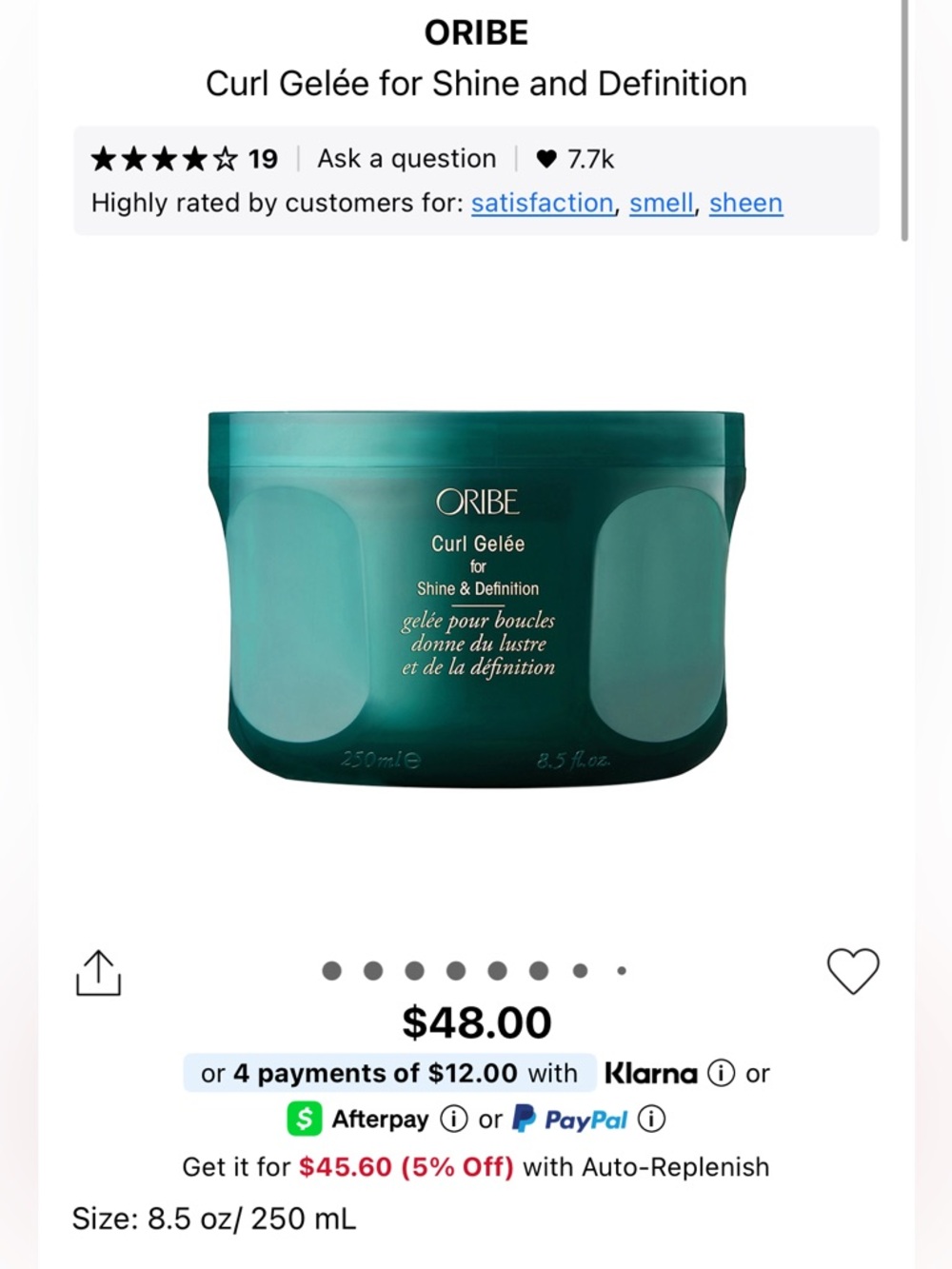 Oribe Curl Gelée Shine & Definition - Teal Green Jar